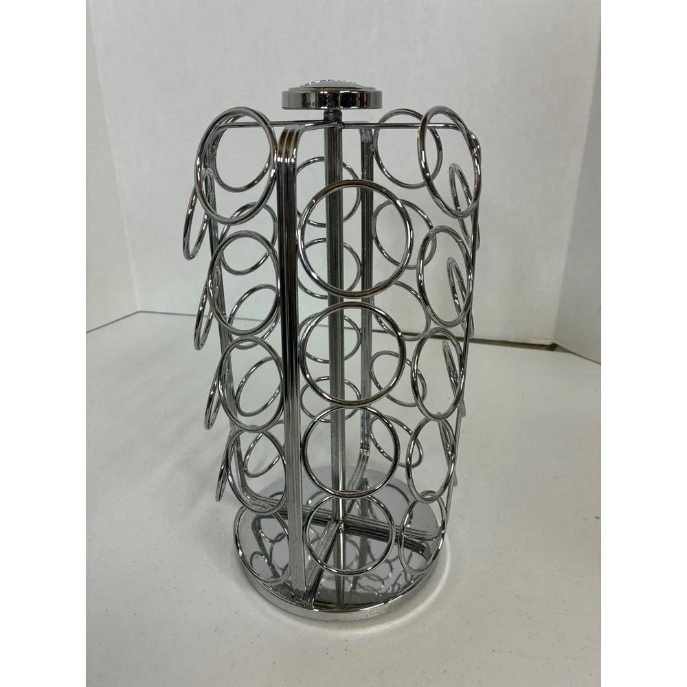 Keurig Chrome Rotating K-Cup Pod Carousel Tower Coffee Organizer 27 Capacity